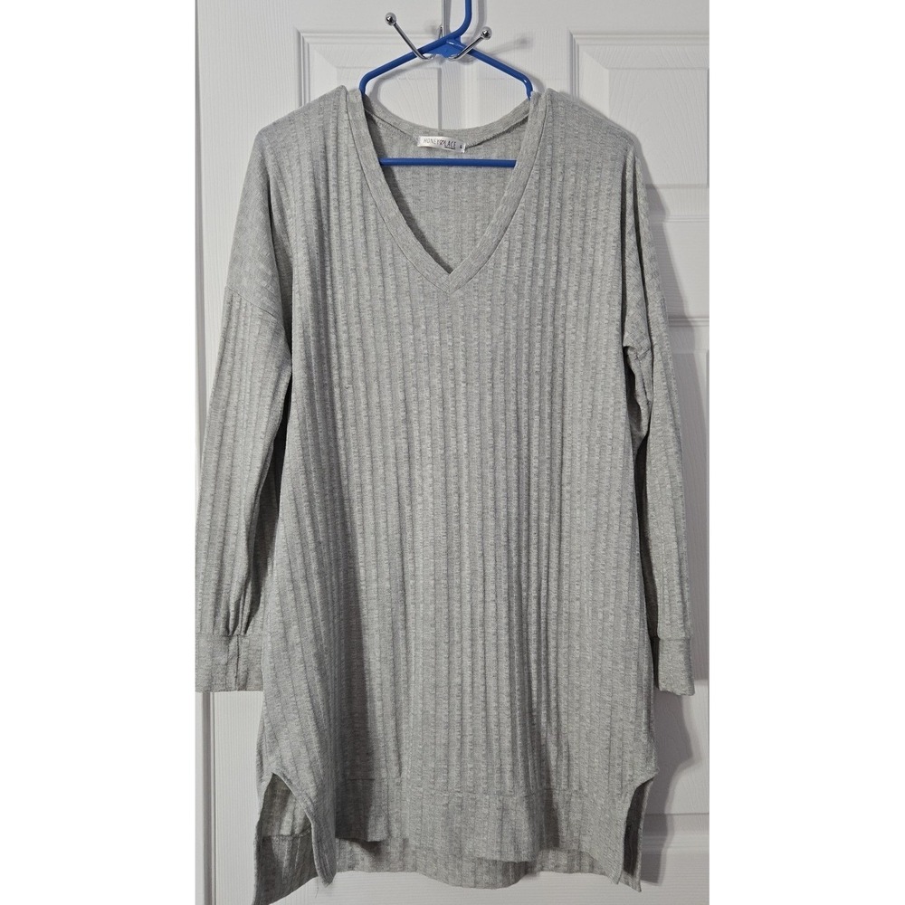 Honey & Lace Womans‎ Long Sleeve Blousr Size Large Grey